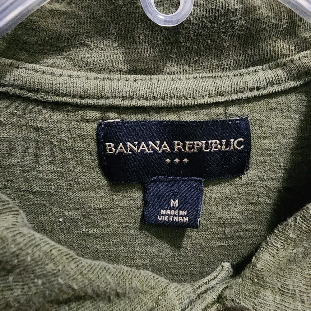 Banana Republic Olive Green‎ Double Pocket Short Sleeve Polo Mens Size M Cotton